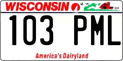 WI license plate 103PML