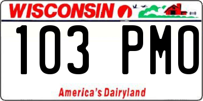 WI license plate 103PMO
