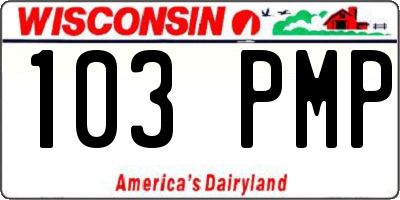 WI license plate 103PMP