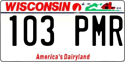 WI license plate 103PMR