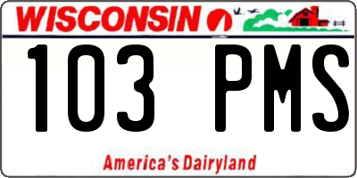 WI license plate 103PMS