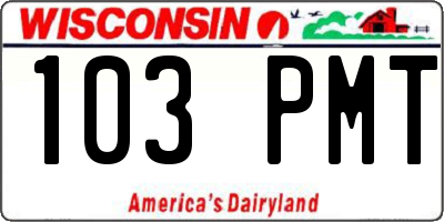 WI license plate 103PMT