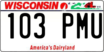 WI license plate 103PMU