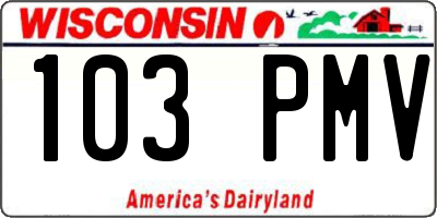 WI license plate 103PMV