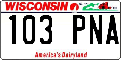 WI license plate 103PNA