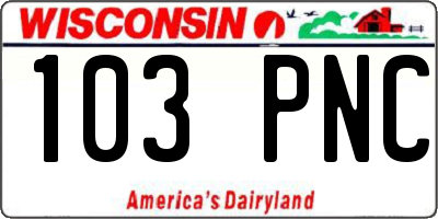 WI license plate 103PNC