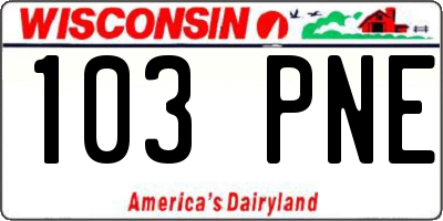 WI license plate 103PNE