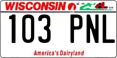 WI license plate 103PNL
