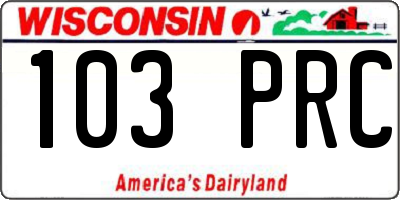 WI license plate 103PRC