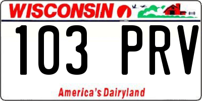 WI license plate 103PRV