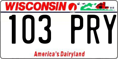 WI license plate 103PRY