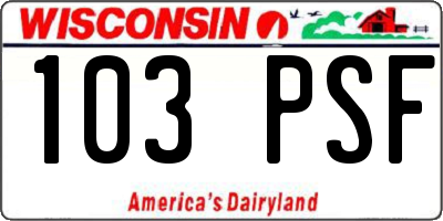 WI license plate 103PSF