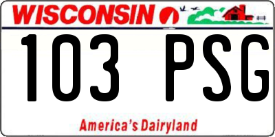WI license plate 103PSG
