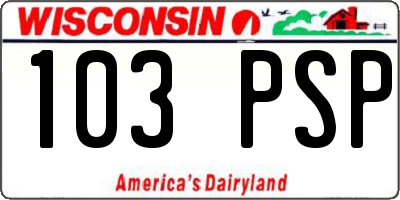 WI license plate 103PSP