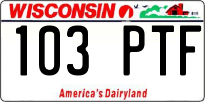 WI license plate 103PTF
