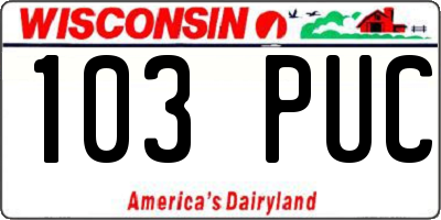 WI license plate 103PUC
