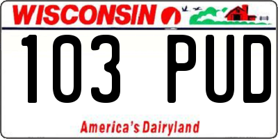 WI license plate 103PUD