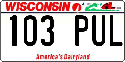WI license plate 103PUL