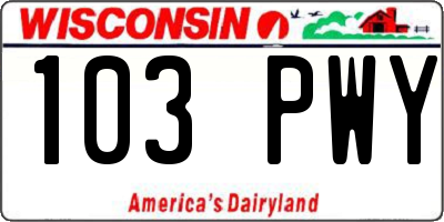 WI license plate 103PWY