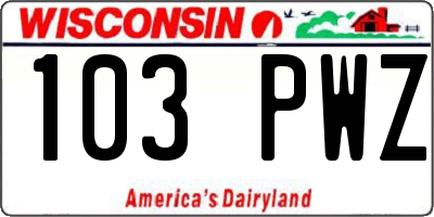 WI license plate 103PWZ