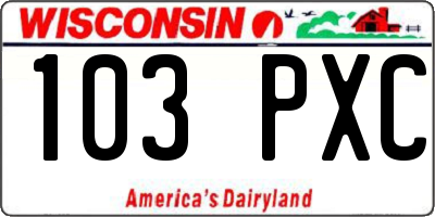 WI license plate 103PXC