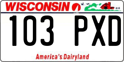 WI license plate 103PXD