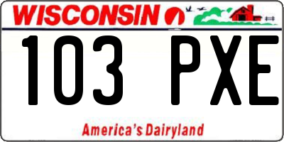 WI license plate 103PXE