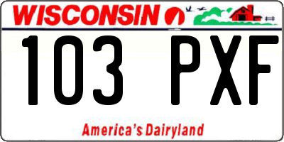 WI license plate 103PXF