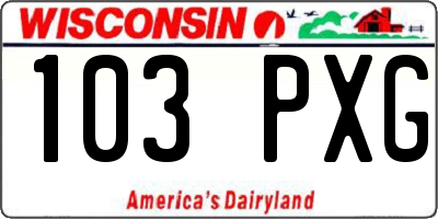 WI license plate 103PXG