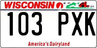 WI license plate 103PXK