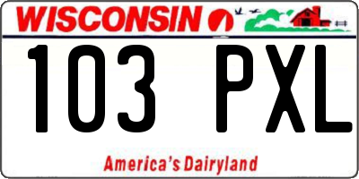 WI license plate 103PXL
