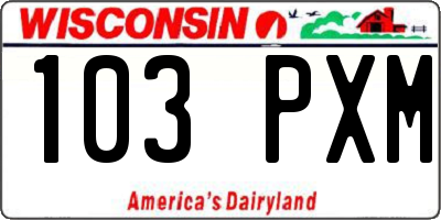 WI license plate 103PXM