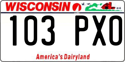 WI license plate 103PXO