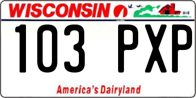 WI license plate 103PXP