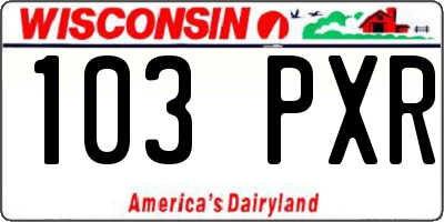 WI license plate 103PXR