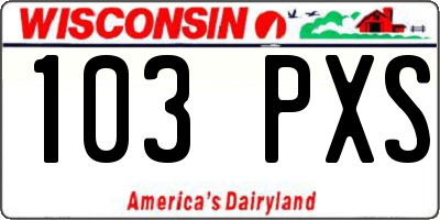WI license plate 103PXS