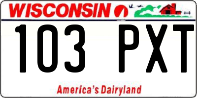 WI license plate 103PXT