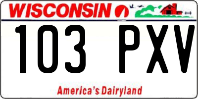 WI license plate 103PXV