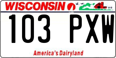 WI license plate 103PXW