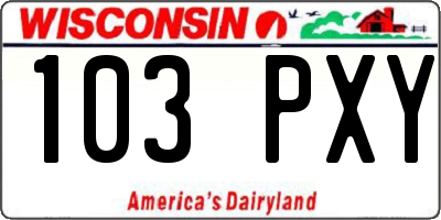 WI license plate 103PXY