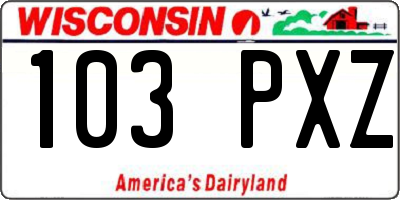 WI license plate 103PXZ