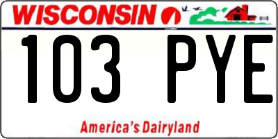 WI license plate 103PYE
