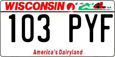 WI license plate 103PYF