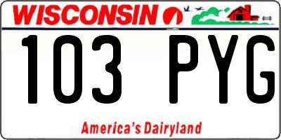 WI license plate 103PYG