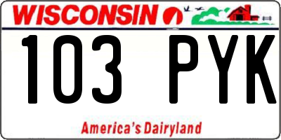 WI license plate 103PYK