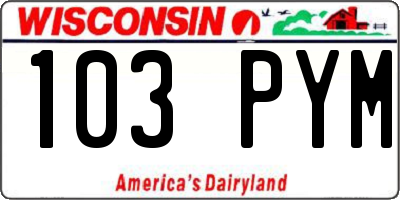 WI license plate 103PYM