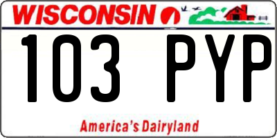 WI license plate 103PYP