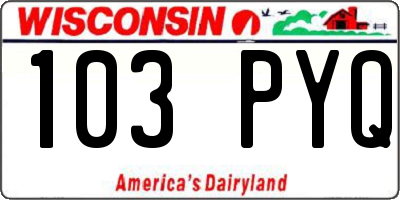 WI license plate 103PYQ