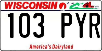 WI license plate 103PYR