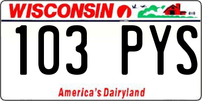 WI license plate 103PYS
